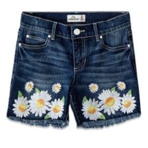 Jordache Girls Embellished Distressed Hem Jean Shorts